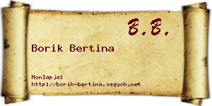 Borik Bertina névjegykártya